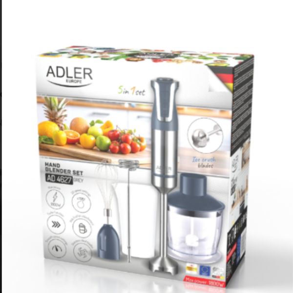 Набор ручного блендера 1800W Adler AD 4627 серого цвета - imagine 3