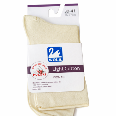 Носки SOSETE женские WOLA Light Cotton, кремовые