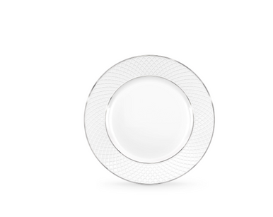 Круглая десертная тарелка с плоскаяи платиновыми линиями DIAMOND PLATINUM farfurie 20cm 880103102/A